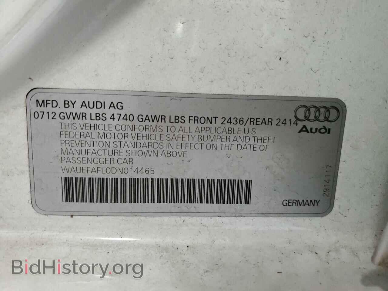 2013 AUDI A4 - VIN: WAUEFAFL0DN014465 - Фото 12