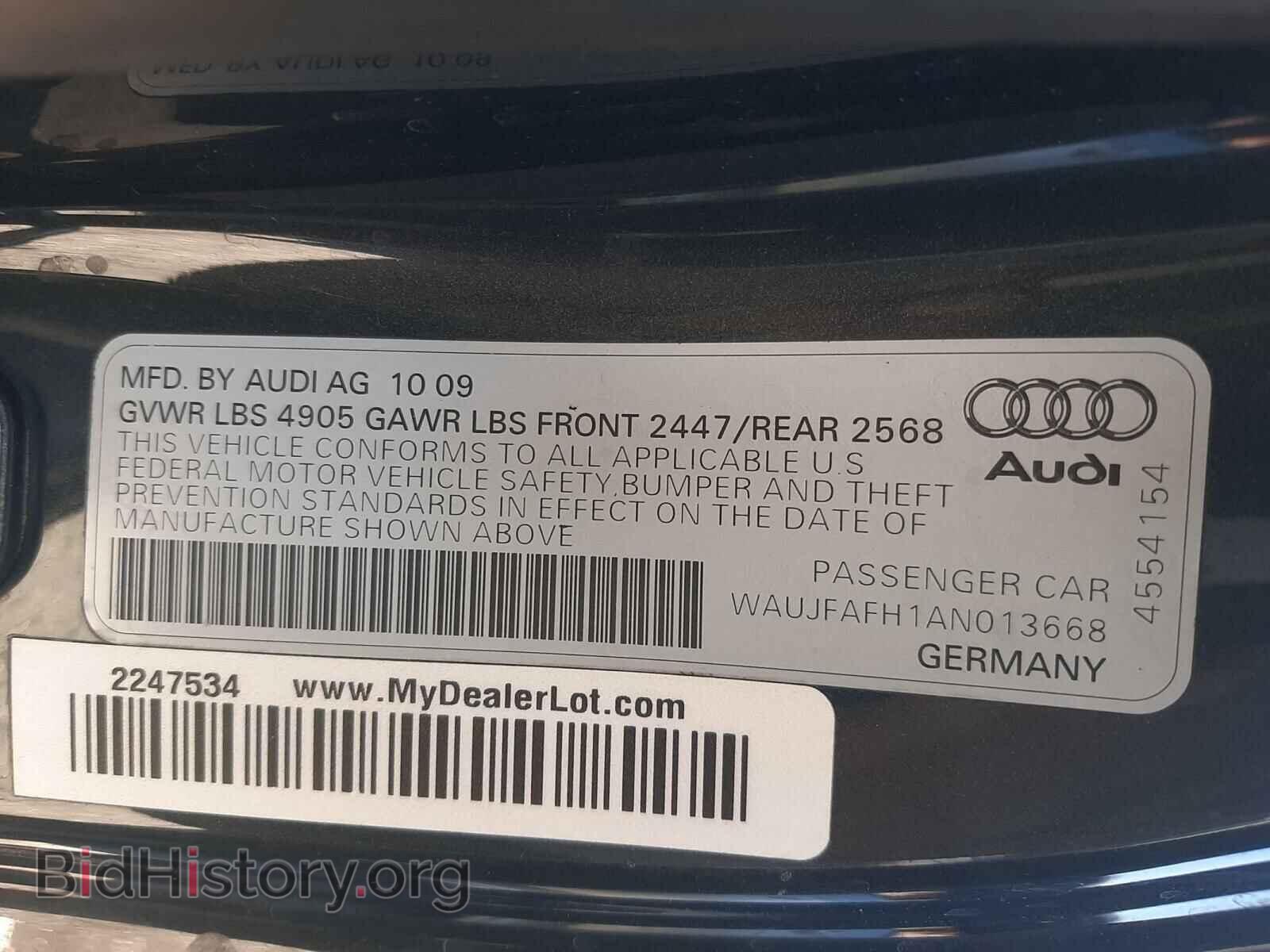 2010 AUDI A5 - VIN: WAUJFAFH1AN013668 - Фото 10
