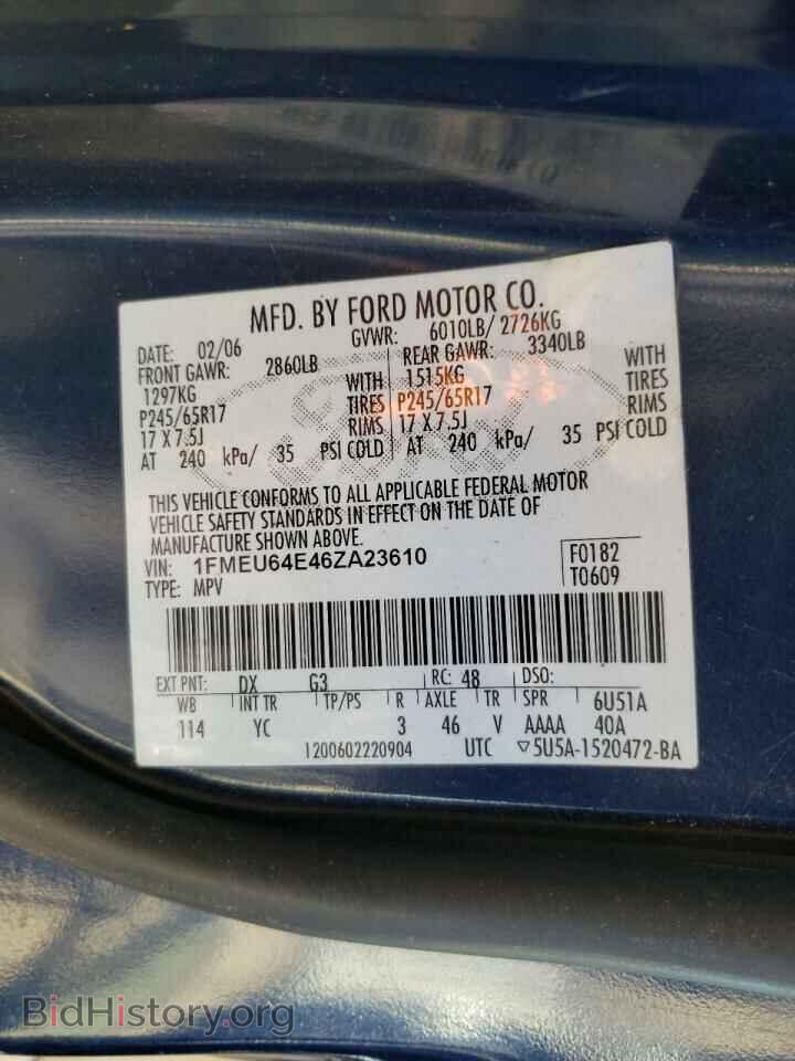 2006 FORD EXPLORER - VIN: 1FMEU64E46ZA23610 - Photo 10