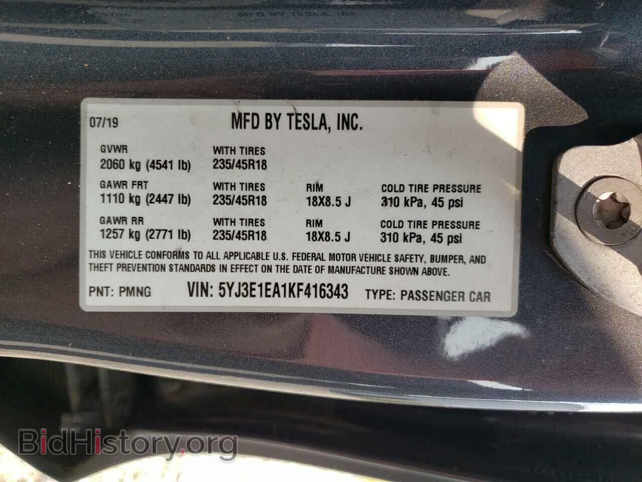 2019 TESLA MODEL 3 - VIN: 5YJ3E1EA1KF416343 - Photo 12