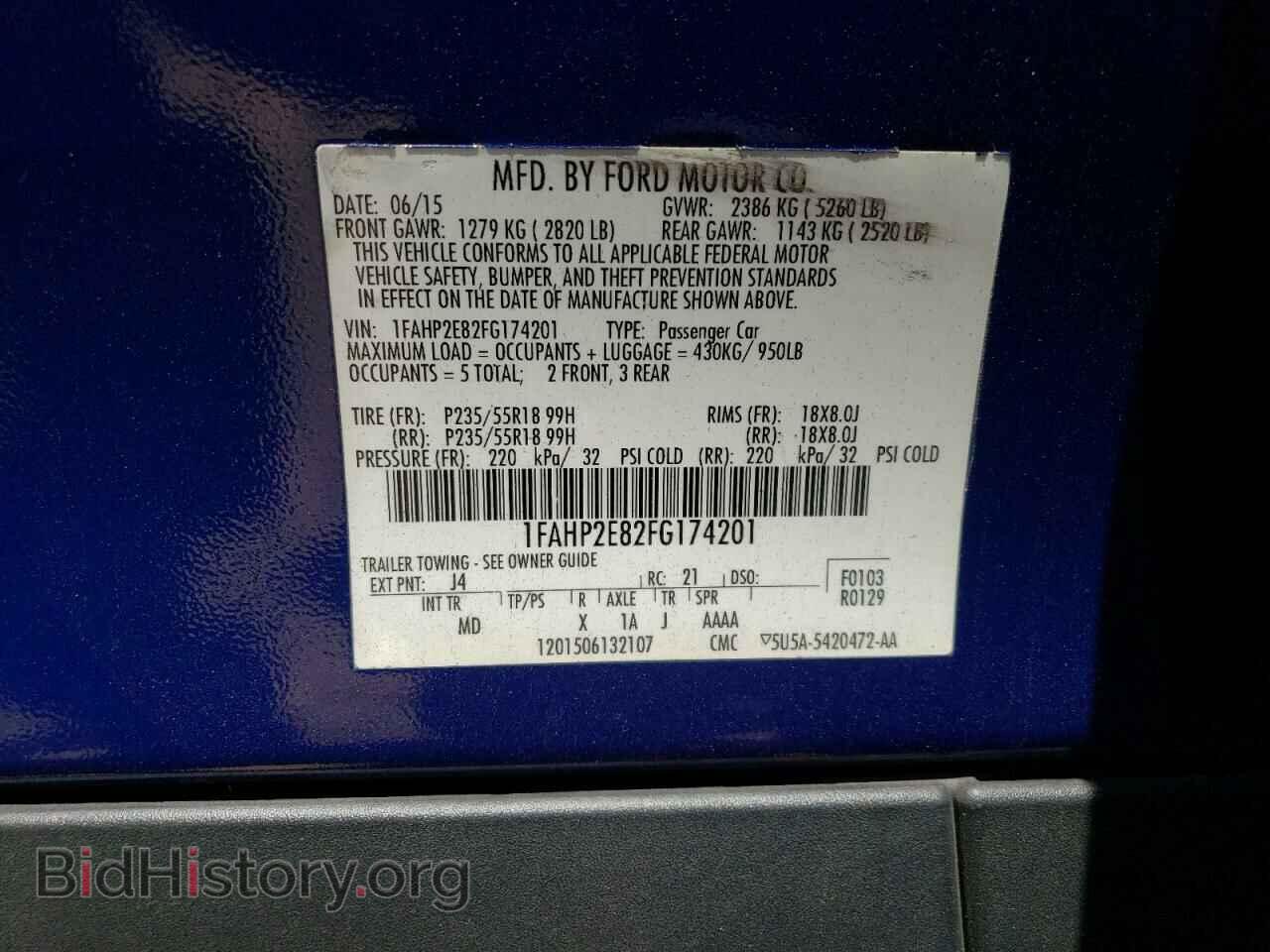 2015 FORD TAURUS - VIN: 1FAHP2E82FG174201 - Фото 12