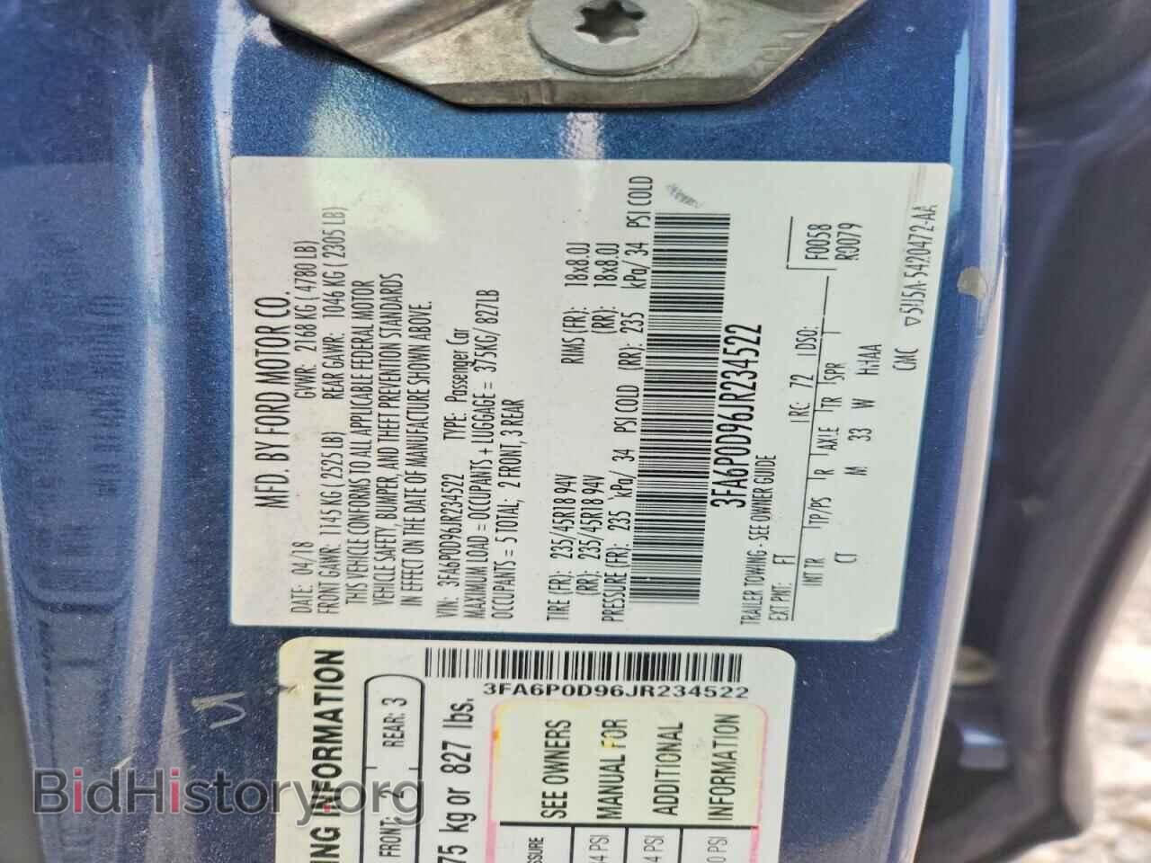 2018 FORD FUSION - VIN: 3FA6P0D96JR234522 - Photo 12