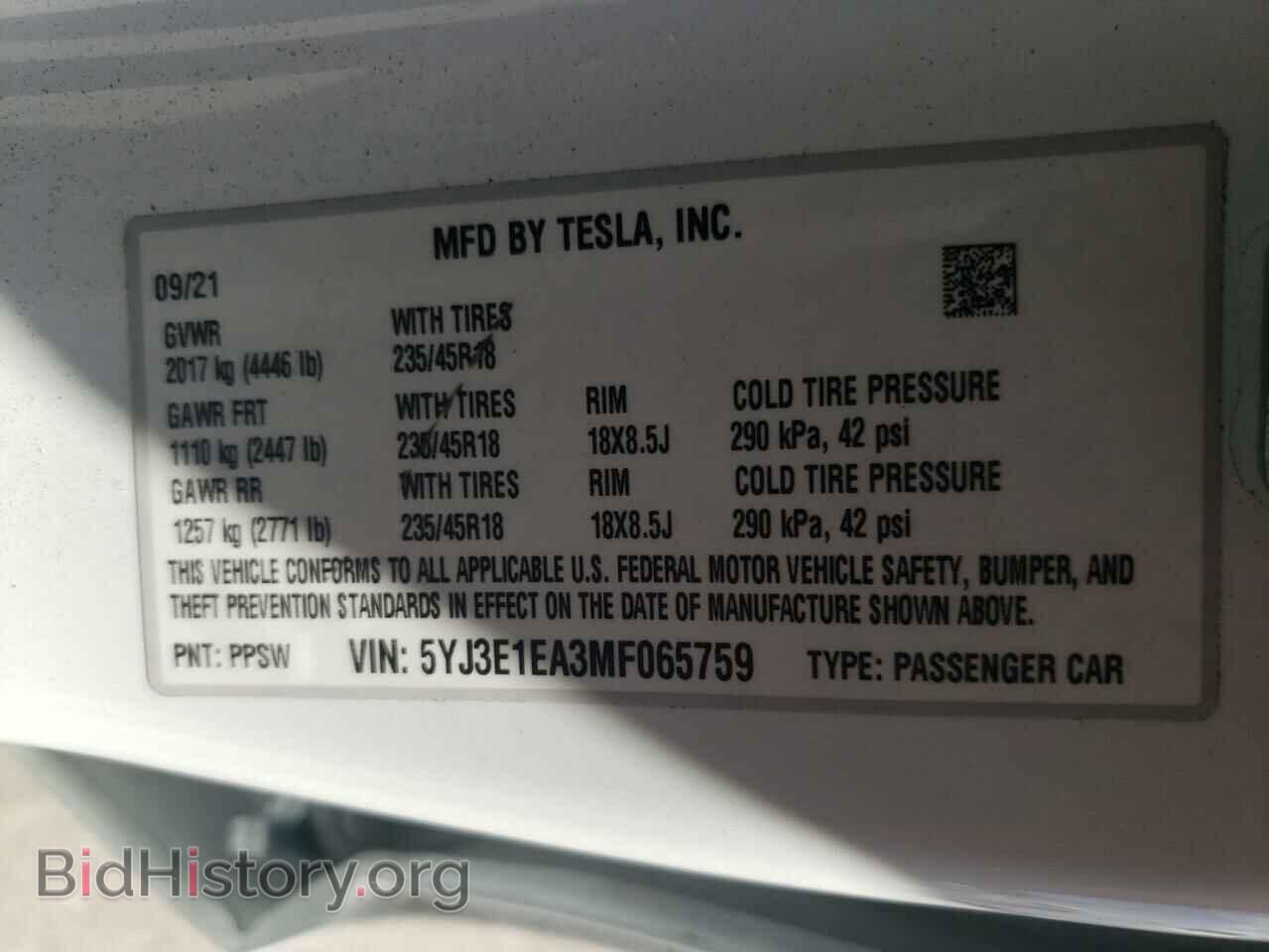 2021 TESLA MODEL 3 - VIN: 5YJ3E1EA3MF065759 - Photo 12