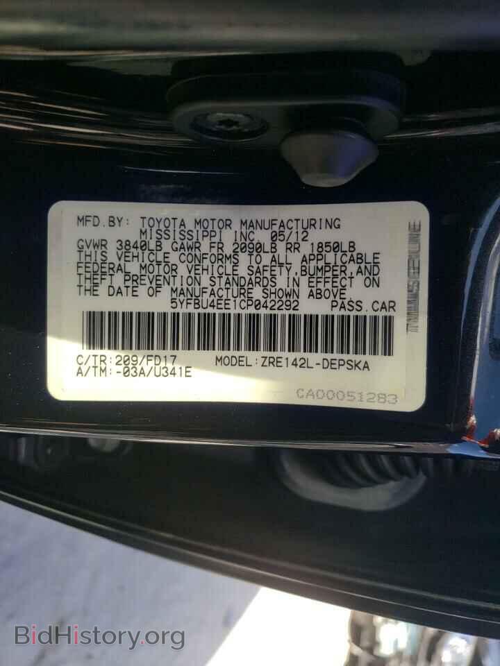 2012 TOYOTA COROLLA - VIN: 5YFBU4EE1CP042292 - Фото 10
