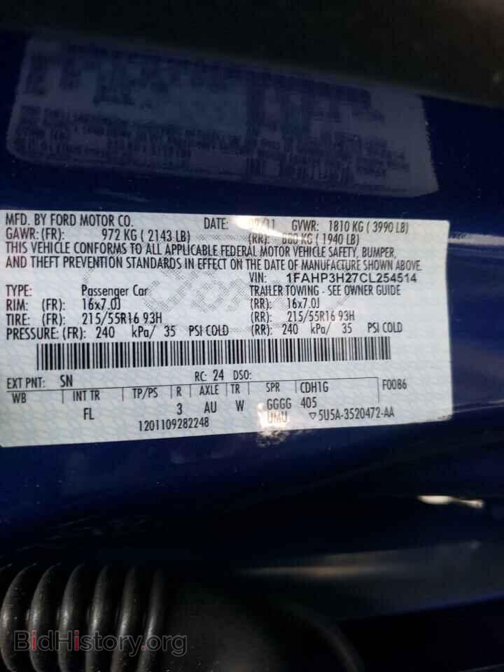 2012 FORD FOCUS - VIN: 1FAHP3H27CL254514 - Фото 10