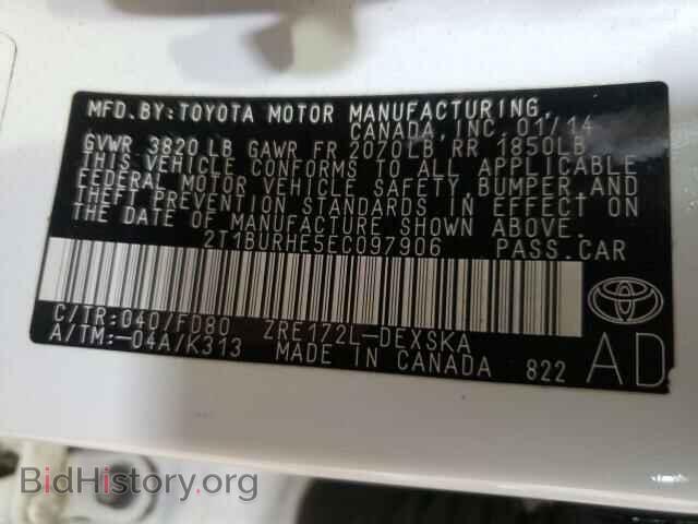 2014 TOYOTA COROLLA - VIN: 2T1BURHE5EC097906 - Фото 10