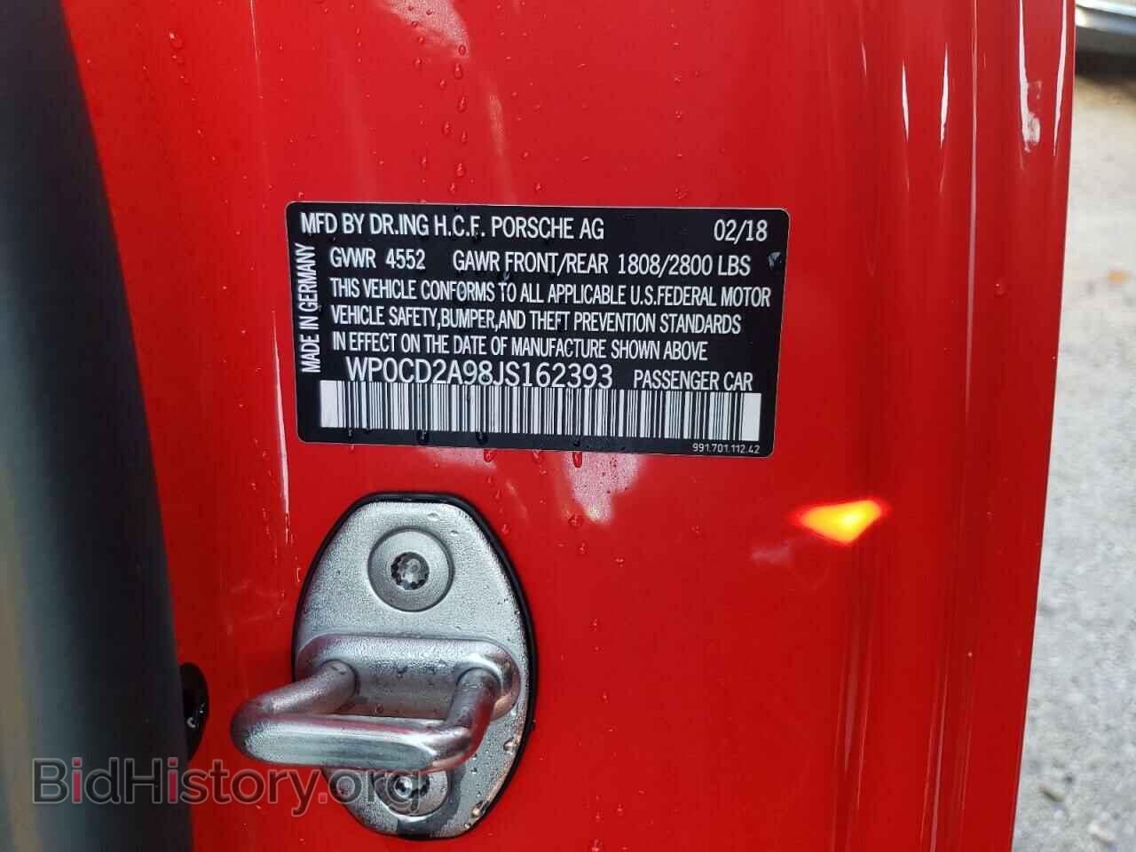 2018 PORSCHE 911 - VIN: WP0CD2A98JS162393 - Фото 10