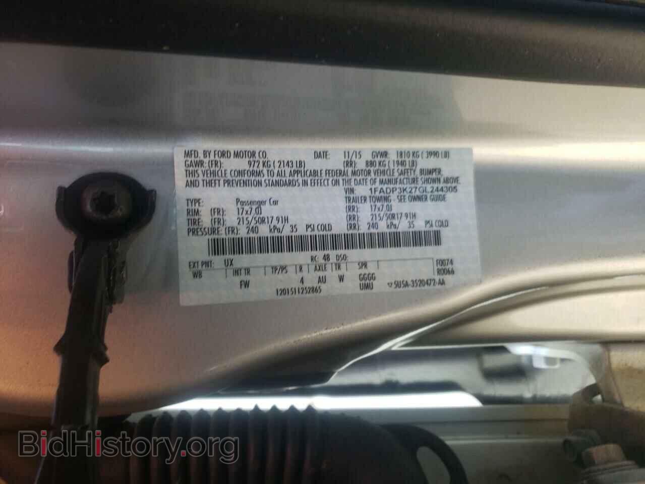 2016 FORD FOCUS - VIN: 1FADP3K27GL244305 - Фото 10