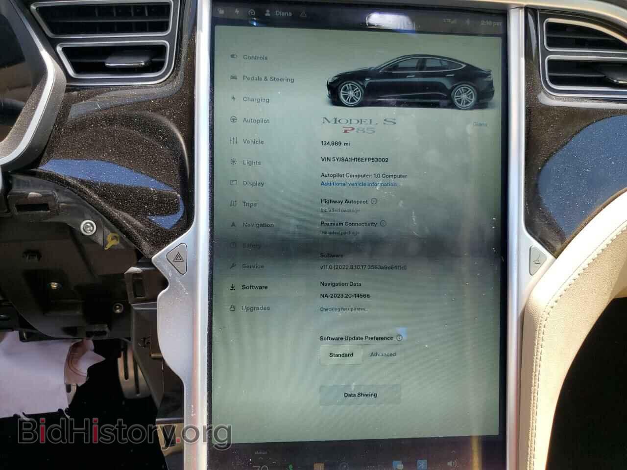 2014 TESLA MODEL S - VIN: 5YJSA1H16EFP53002 - Photo 9