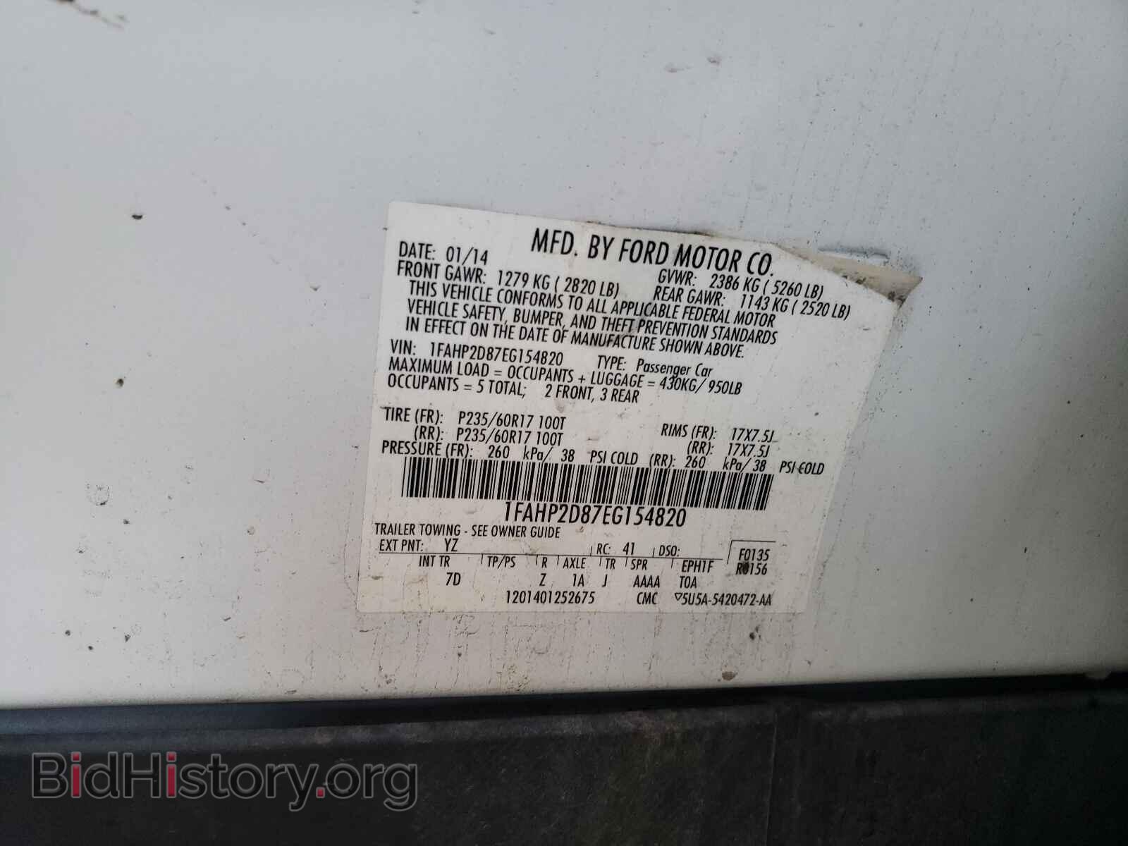 2014 FORD TAURUS - VIN: 1FAHP2D87EG154820 - Фото 10