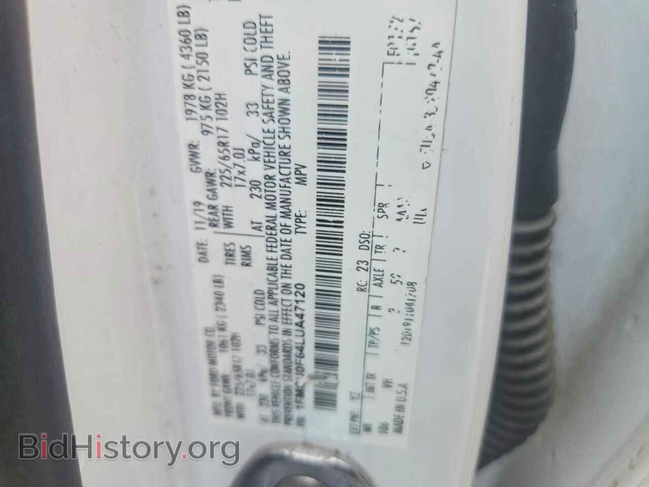2020 FORD ESCAPE - VIN: 1FMCU0F64LUA47120 - Photo 13
