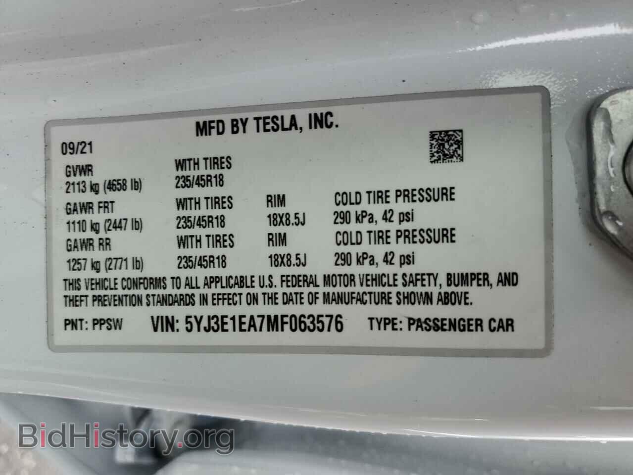 2021 TESLA MODEL 3 - VIN: 5YJ3E1EA7MF063576 - Photo 12