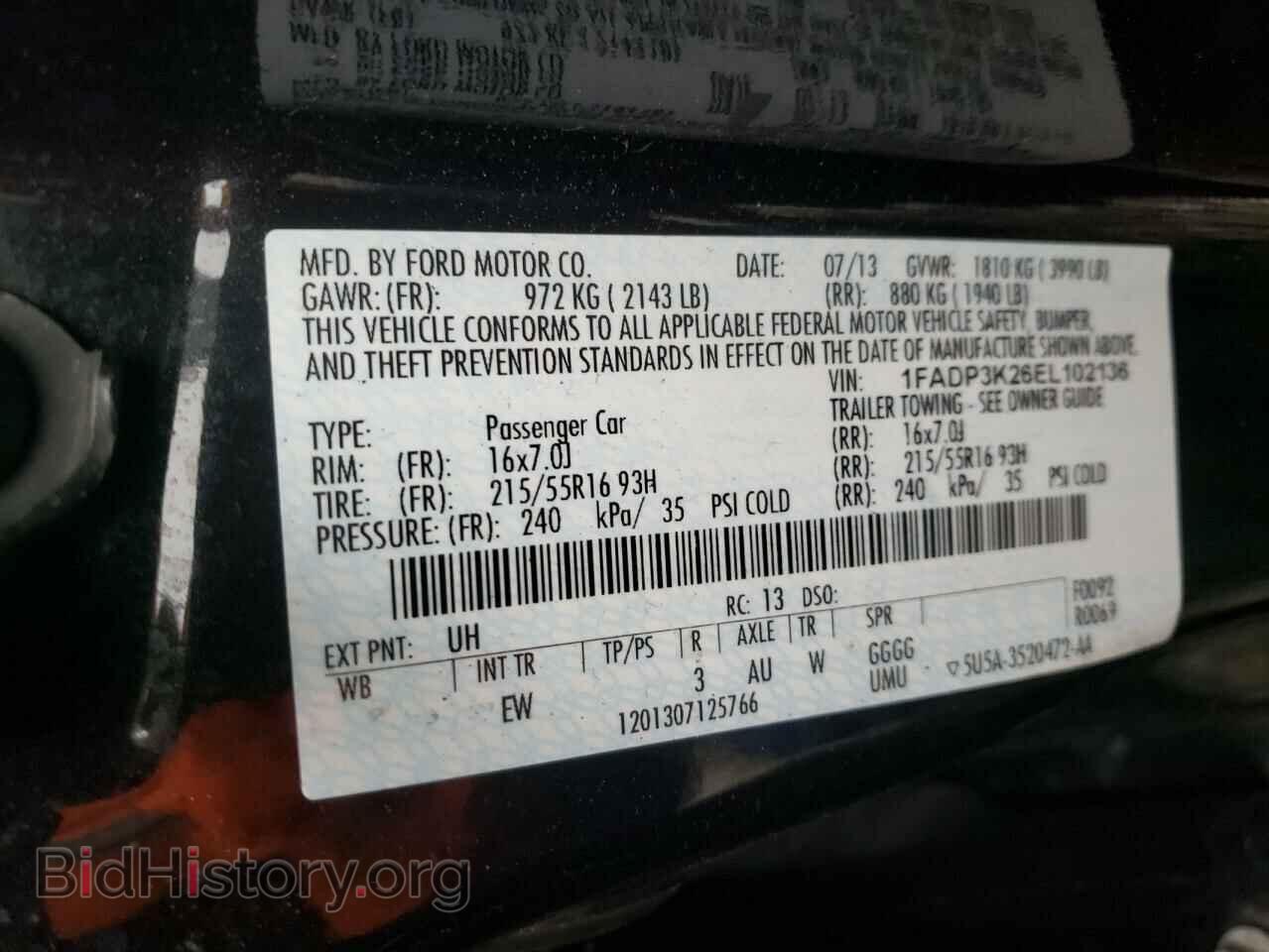 2014 FORD FOCUS - VIN: 1FADP3K26EL102136 - Фото 10