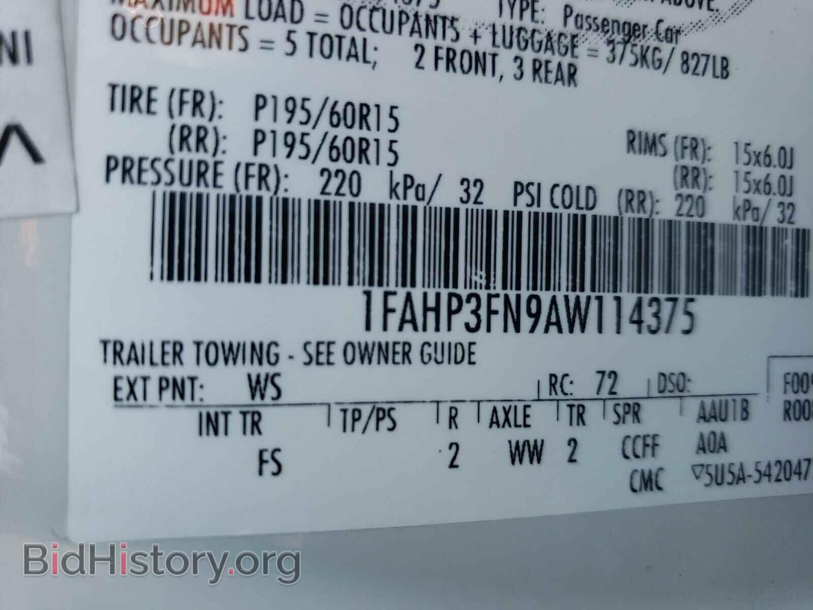2010 FORD FOCUS - VIN: 1FAHP3FN9AW114375 - Фото 10