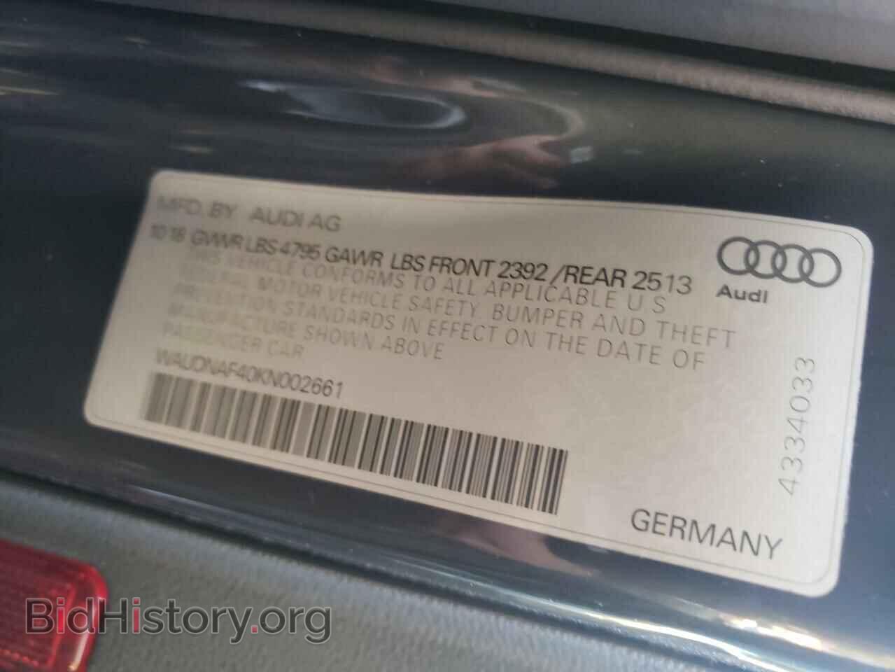 2019 AUDI A4 - VIN: WAUDNAF40KN002661 - Фото 10