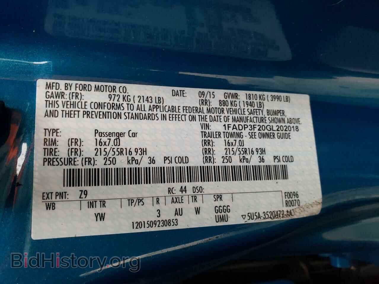 2016 FORD FOCUS - VIN: 1FADP3F20GL202018 - Фото 10