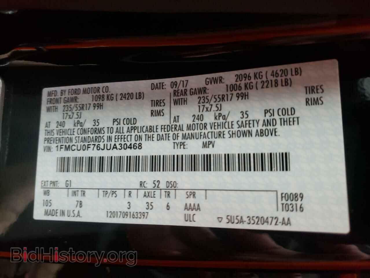 2018 FORD ESCAPE - VIN: 1FMCU0F76JUA30468 - Photo 10