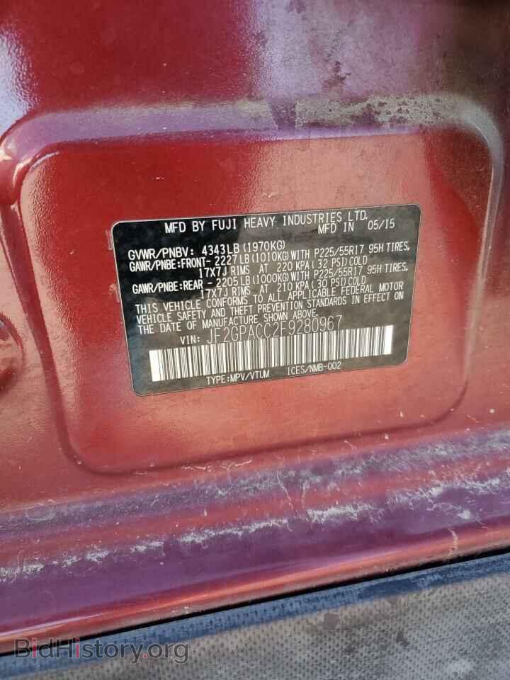 2015 SUBARU XV - VIN: JF2GPACC2F9280967 - Фото 14