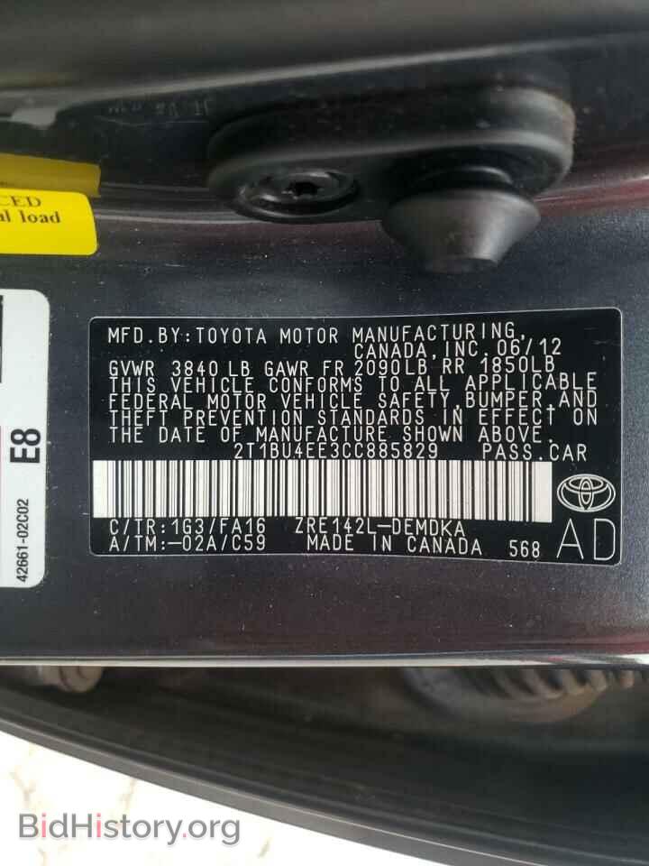 2012 TOYOTA COROLLA - VIN: 2T1BU4EE3CC885829 - Фото 10