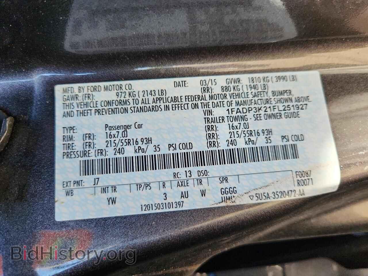 2015 FORD FOCUS - VIN: 1FADP3K21FL251927 - Фото 13