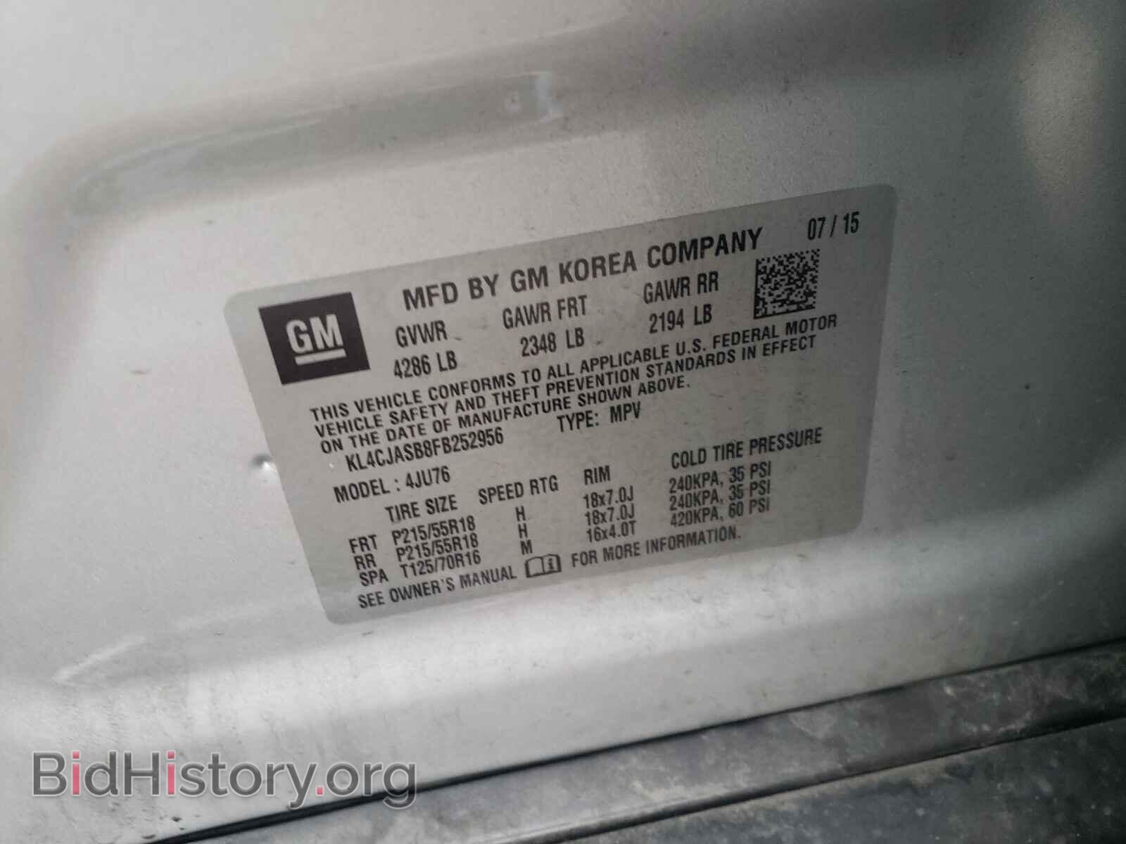 2015 BUICK ENCORE - VIN: KL4CJASB8FB252956 - Фото 10