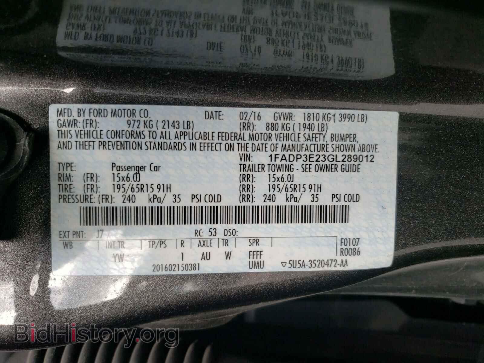 2016 FORD FOCUS - VIN: 1FADP3E23GL289012 - Фото 10