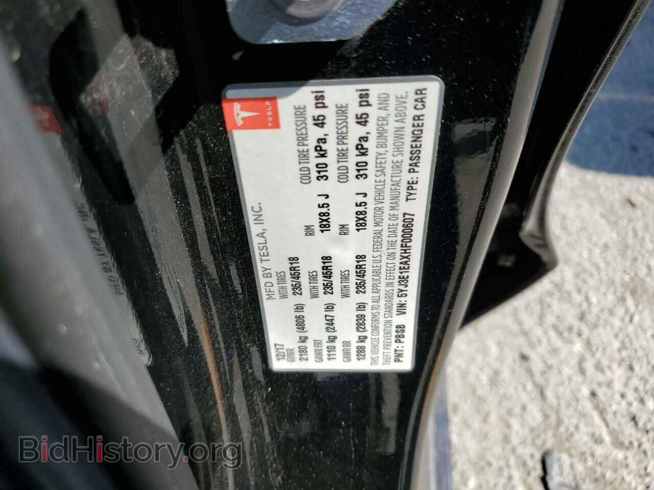 2017 TESLA MODEL 3 - VIN: 5YJ3E1EAXHF000607 - Photo 10