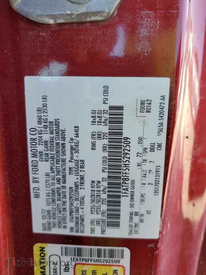 2017 FORD MUSTANG - VIN: 1FATP8FF5H5292509 - Фото 10