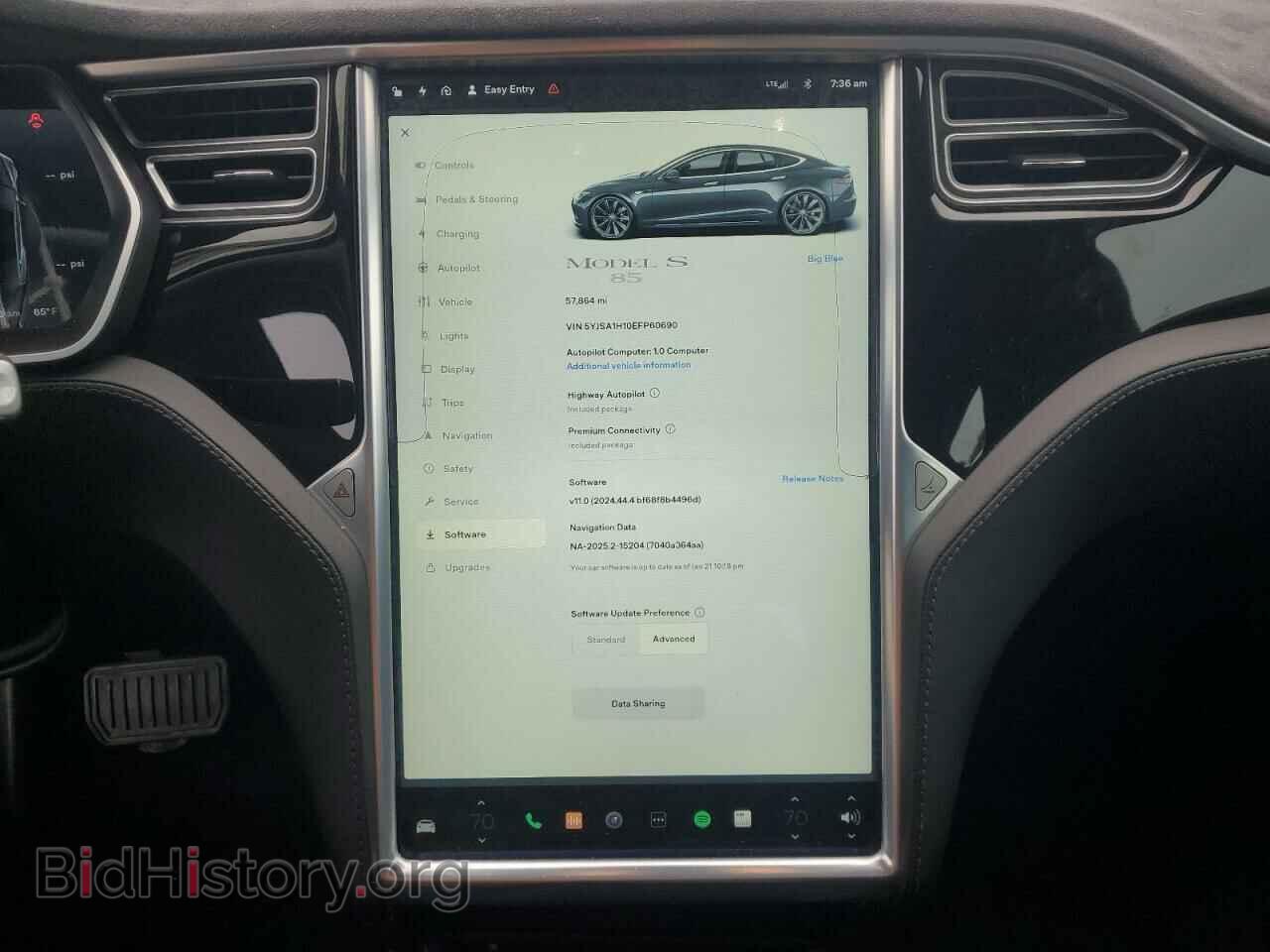 2014 TESLA MODEL S - VIN: 5YJSA1H10EFP60690 - Photo 9