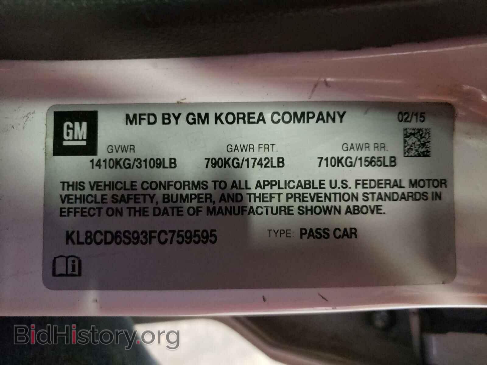 2015 CHEVROLET SPARK - VIN: KL8CD6S93FC759595 - Фото 10