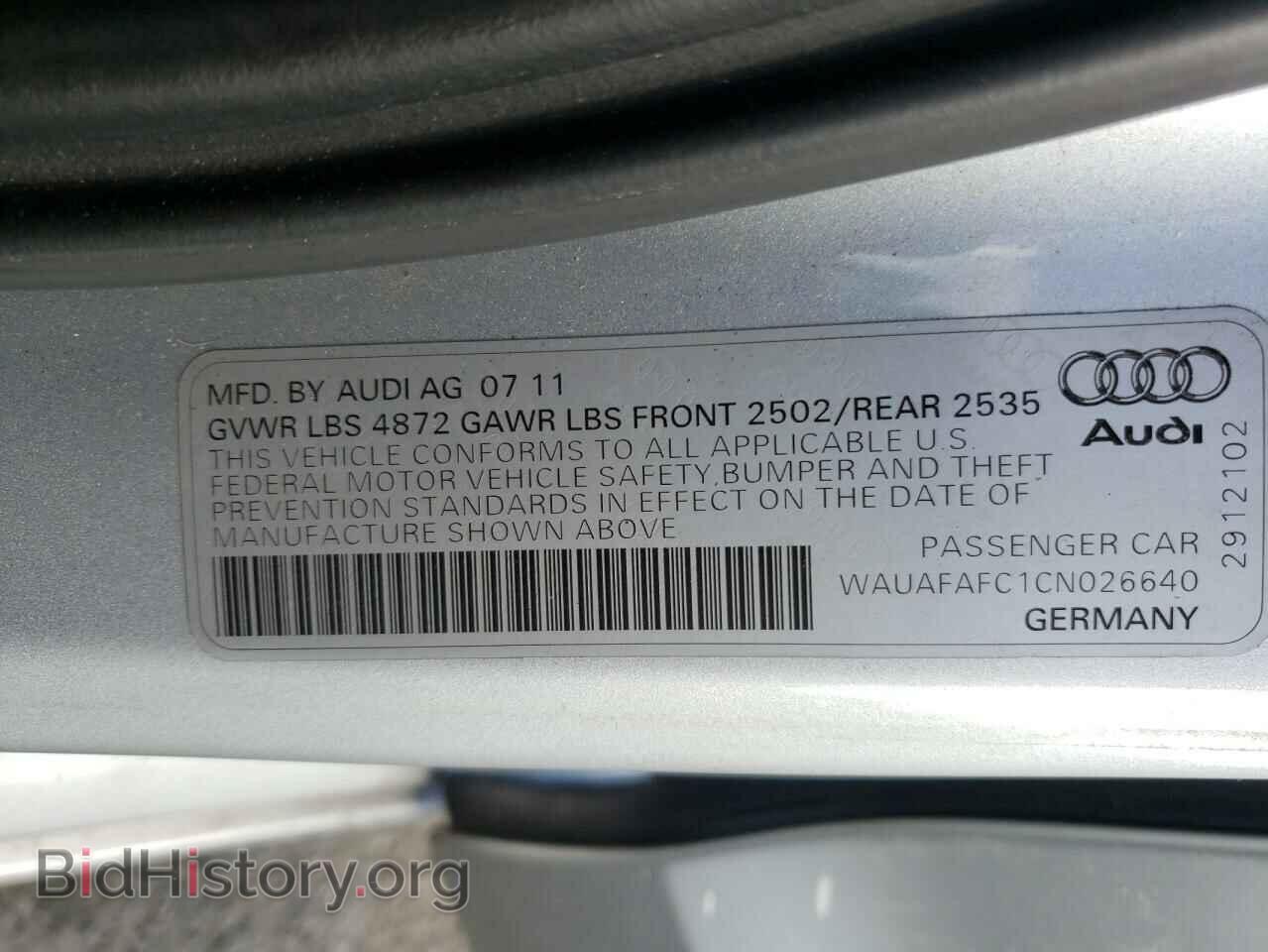 2012 AUDI A6 - VIN: WAUAFAFC1CN026640 - Фото 10