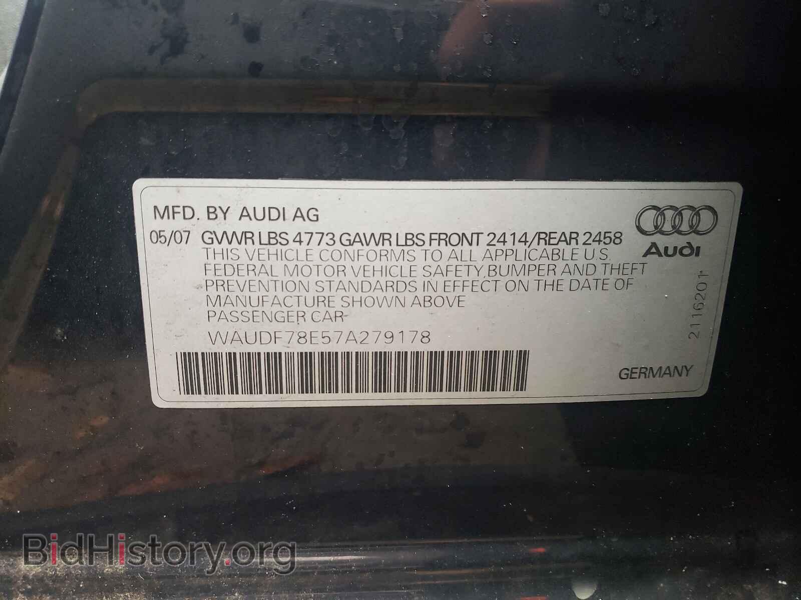 2007 AUDI A4 - VIN: WAUDF78E57A279178 - Фото 10