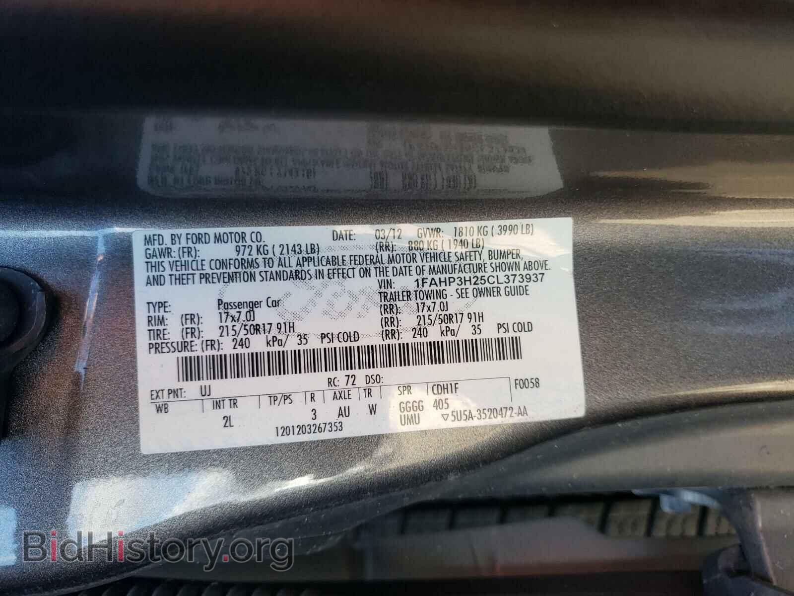 2012 FORD FOCUS - VIN: 1FAHP3H25CL373937 - Фото 10
