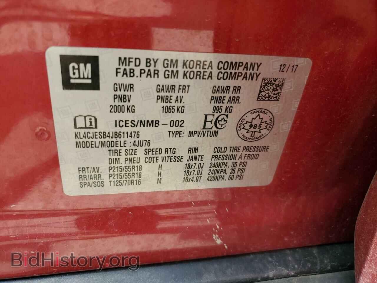 2018 BUICK ENCORE - VIN: KL4CJESB4JB611476 - Фото 13