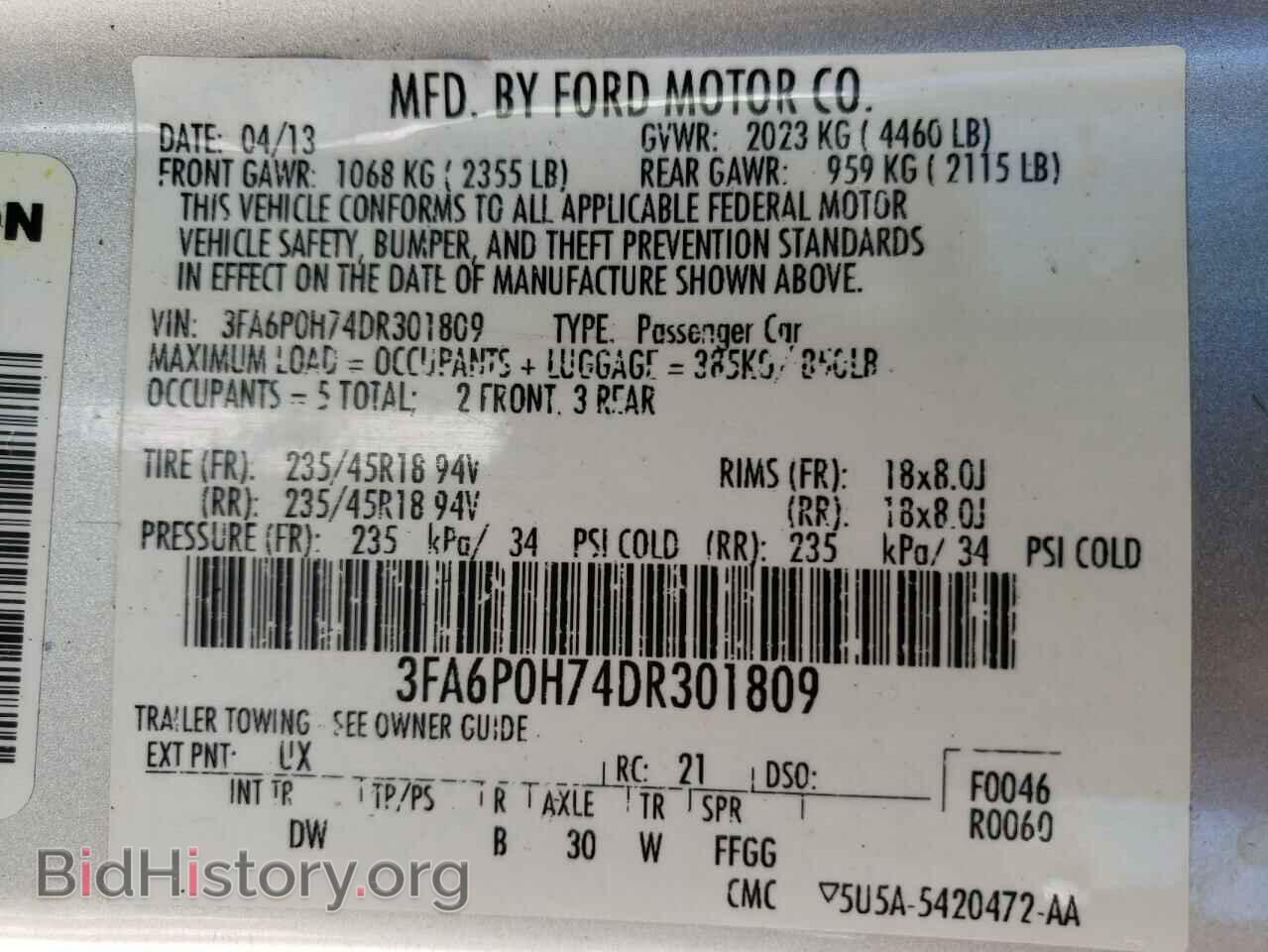 2013 FORD FUSION - VIN: 3FA6P0H74DR301809 - Фото 10