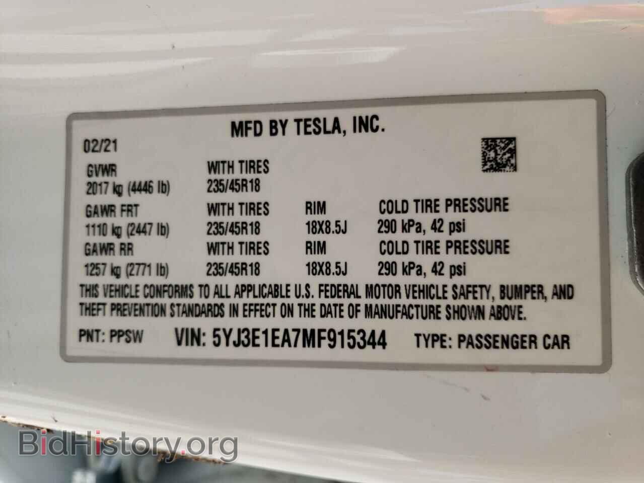 2021 TESLA MODEL 3 - VIN: 5YJ3E1EA7MF915344 - Photo 10