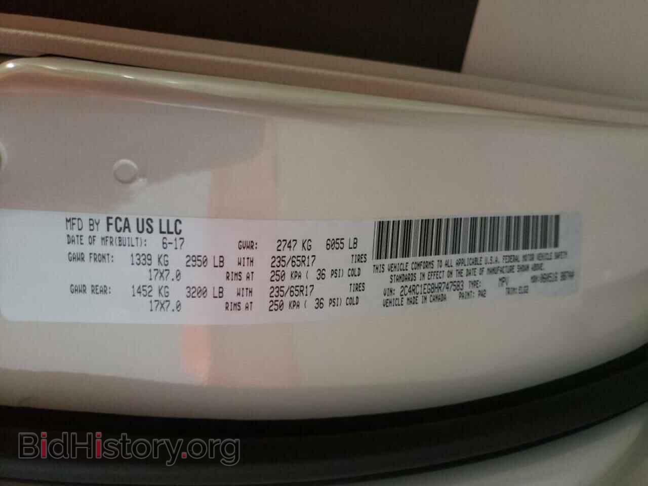 2017 CHRYSLER PACIFICA - VIN: 2C4RC1EG8HR747583 - Фото 10