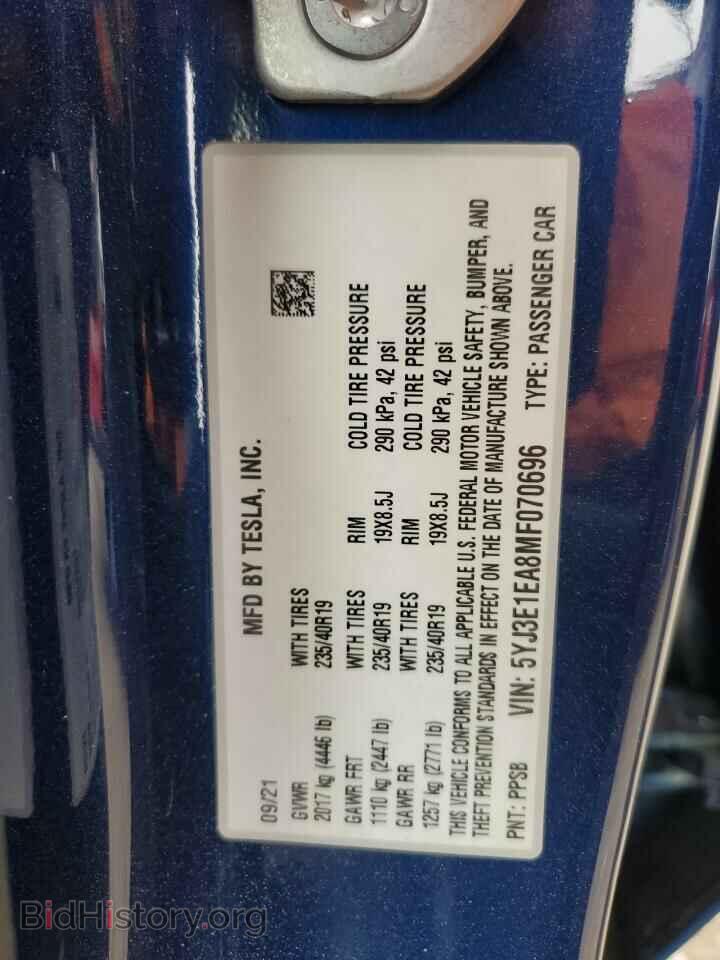 2021 TESLA MODEL 3 - VIN: 5YJ3E1EA8MF070696 - Фото 13