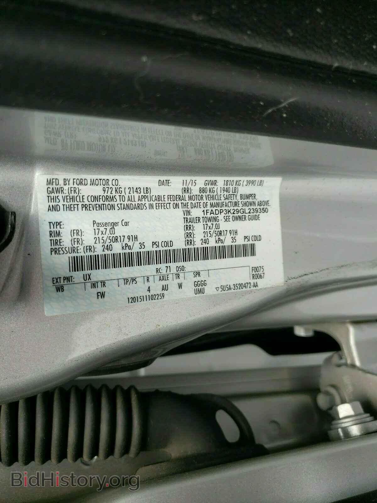 2016 FORD FOCUS - VIN: 1FADP3K29GL239350 - Фото 10