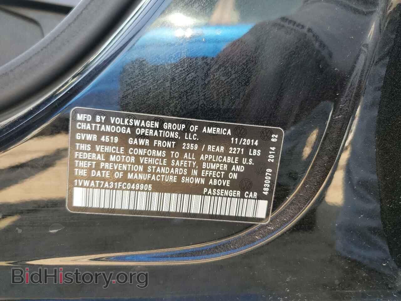 2015 VOLKSWAGEN PASSAT - VIN: 1VWAT7A31FC049905 - Фото 13