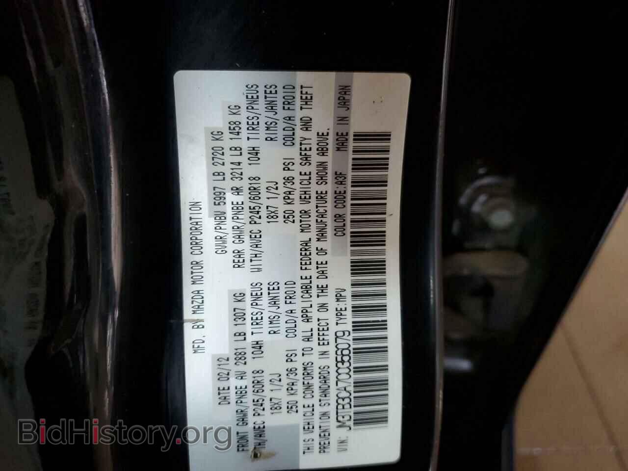 2012 MAZDA CX-9 - VIN: JM3TB3CA7C0356079 - Фото 10