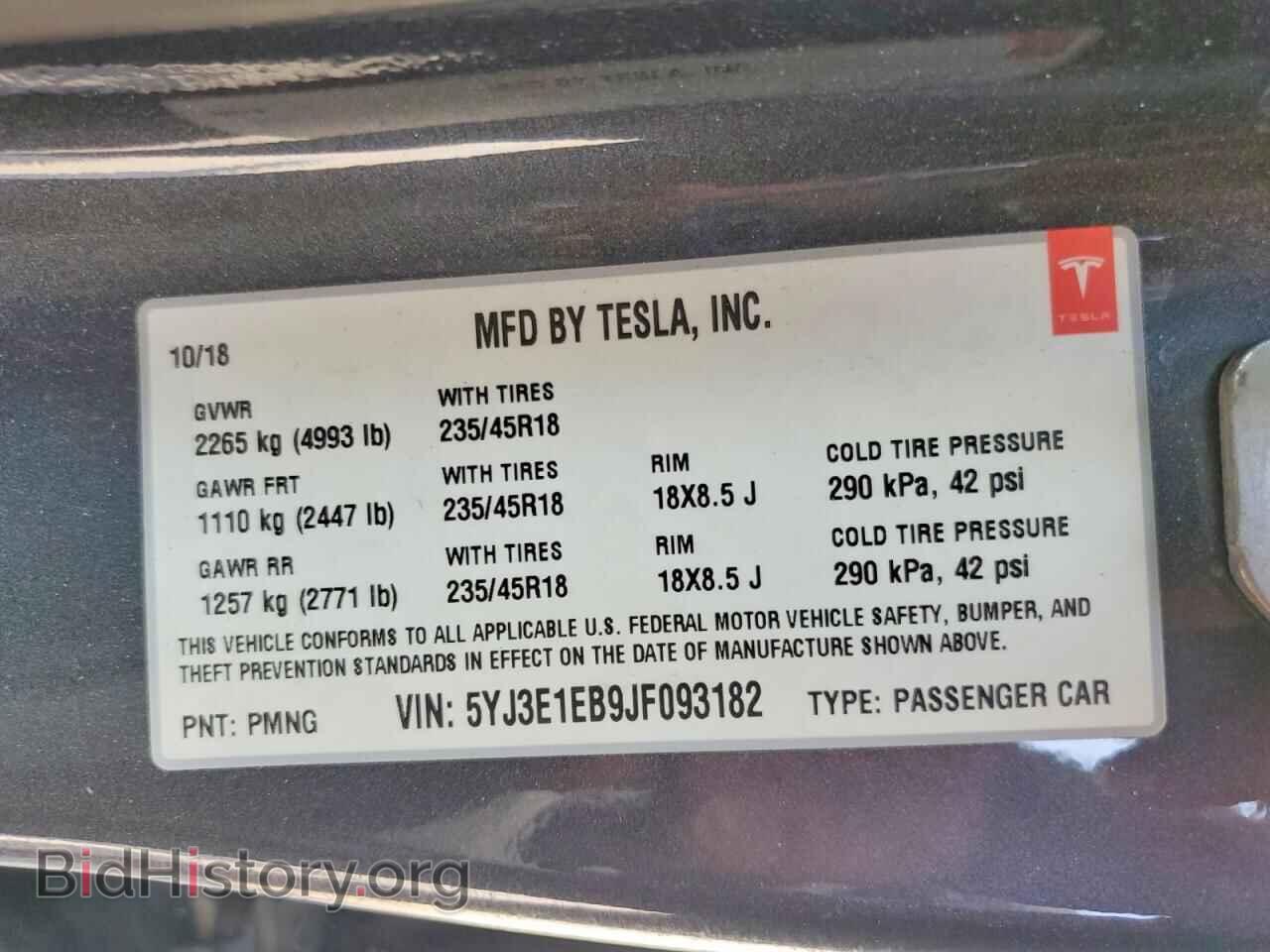 2018 TESLA MODEL 3 - VIN: 5YJ3E1EB9JF093182 - Photo 13