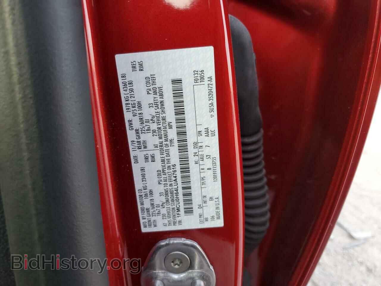 2020 FORD ESCAPE - VIN: 1FMCU0H64LUA47616 - Photo 10