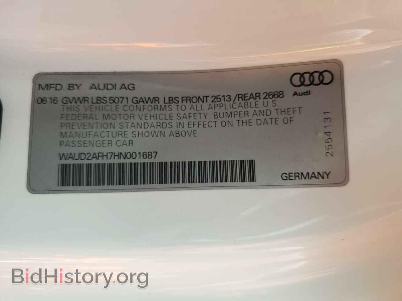 2017 AUDI A5 - VIN: WAUD2AFH7HN001687 - Фото 10