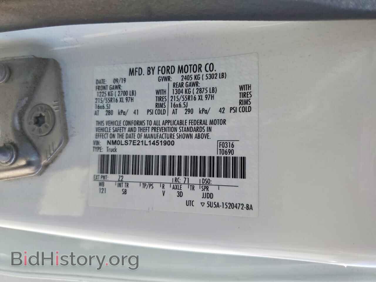 2020 FORD TRANSIT - VIN: NM0LS7E21L1451900 - Photo 13