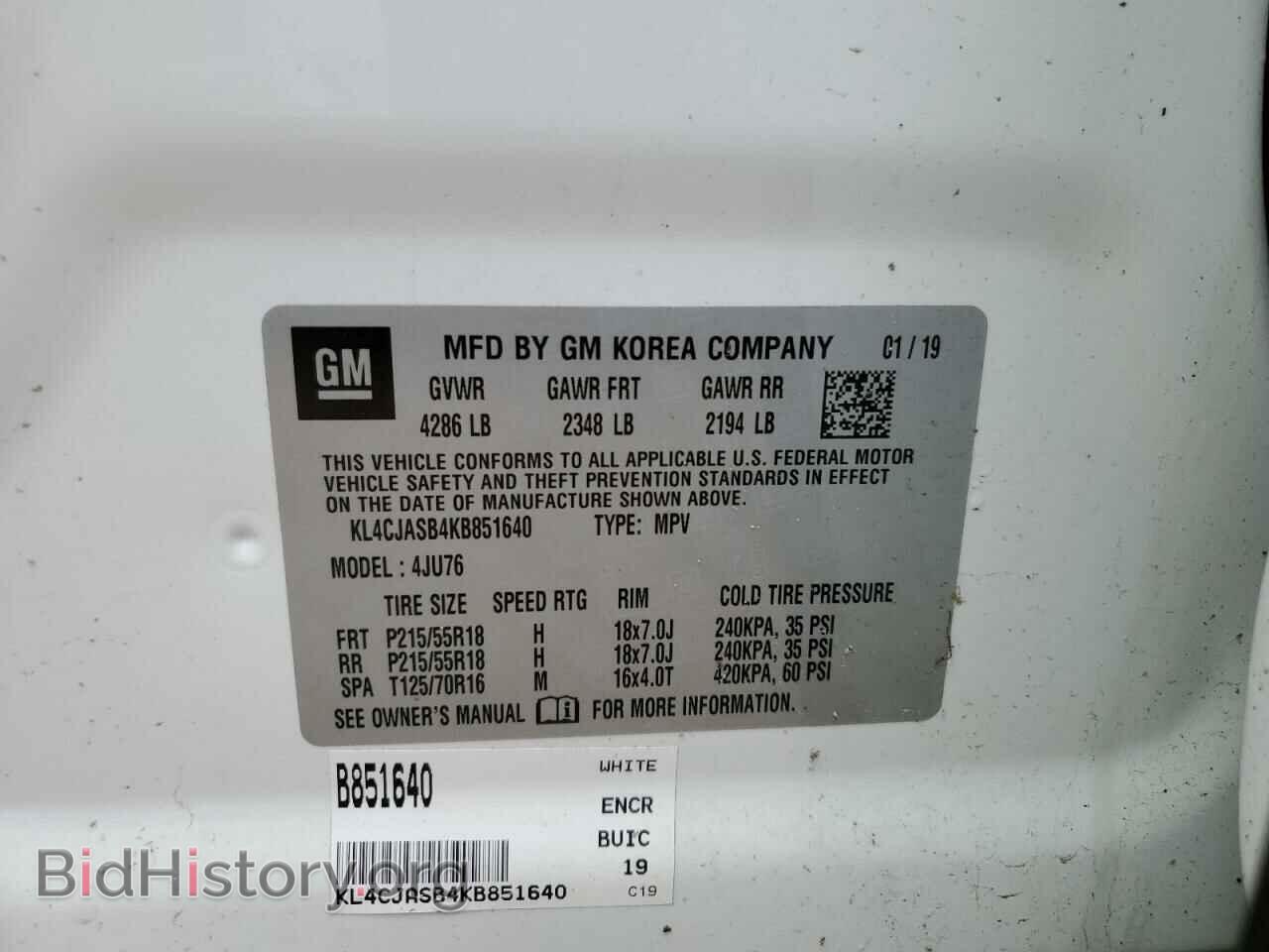 2019 BUICK ENCORE - VIN: KL4CJASB4KB851640 - Photo 10