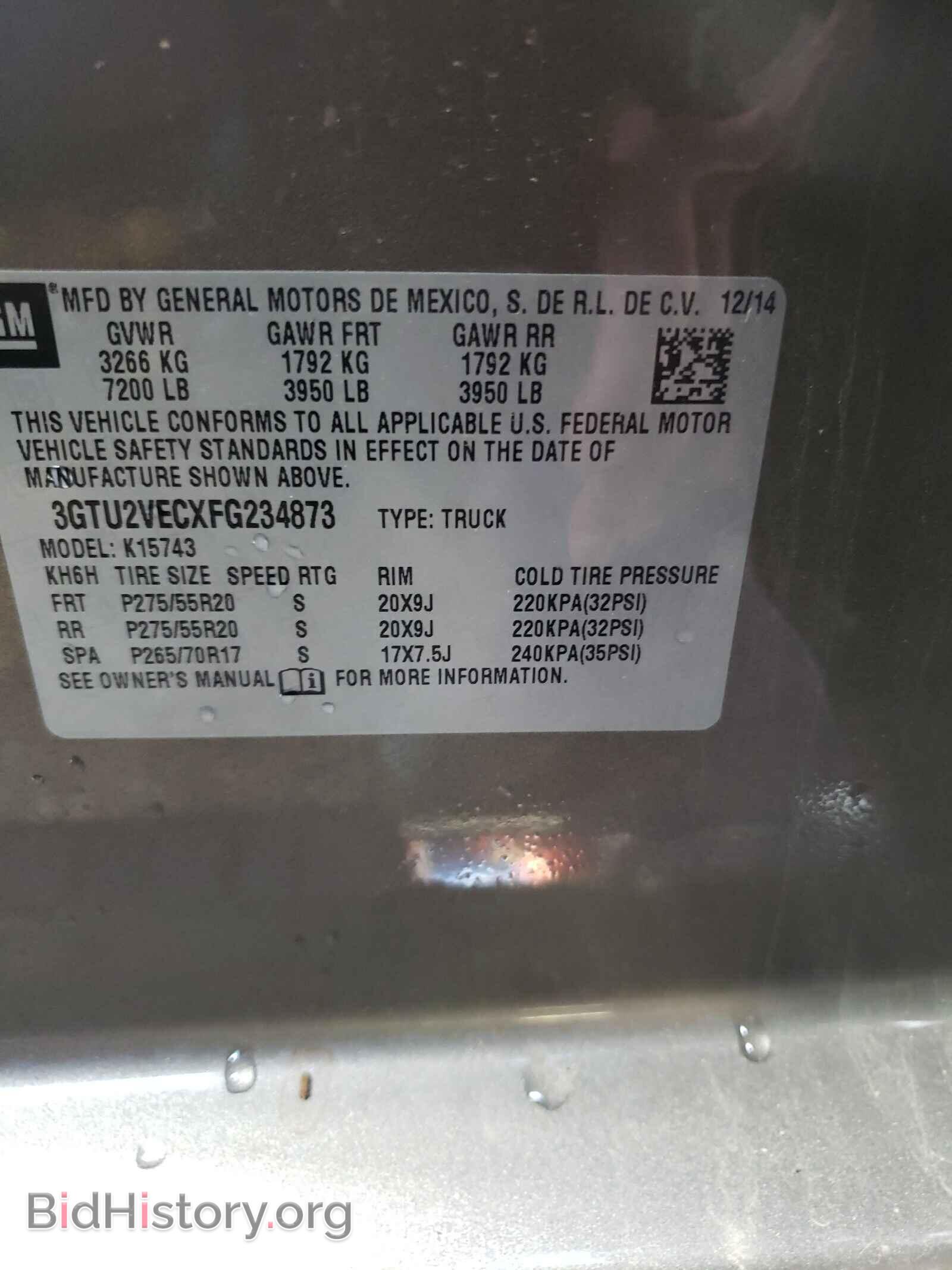 2015 GMC SIERRA - VIN: 3GTU2VECXFG234873 - Фото 10
