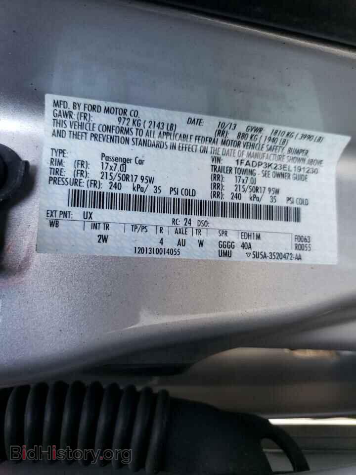 2014 FORD FOCUS - VIN: 1FADP3K23EL191230 - Фото 10