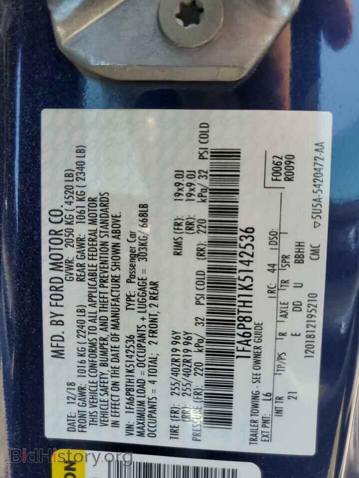 2019 FORD ALL Models - VIN: 1FA6P8TH1K5142536 - Photo 12