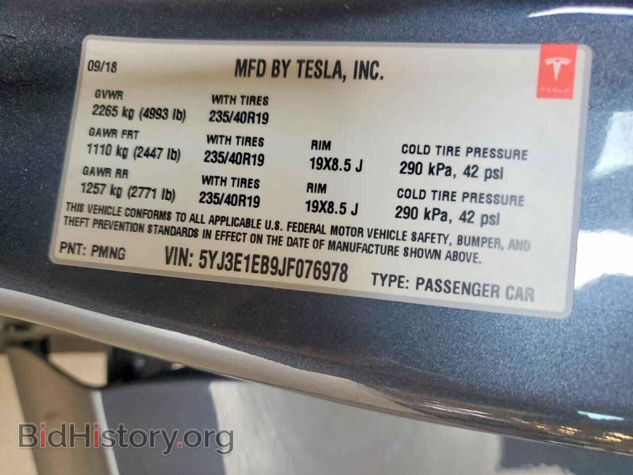 2018 TESLA MODEL 3 - VIN: 5YJ3E1EB9JF076978 - Фото 13